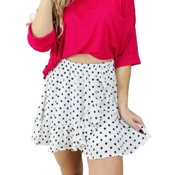 NWT White Birch Polka-Dots Wrap Mini Skirt Women Small Retro Classic Ruffles Bow - Picture 4 of 7